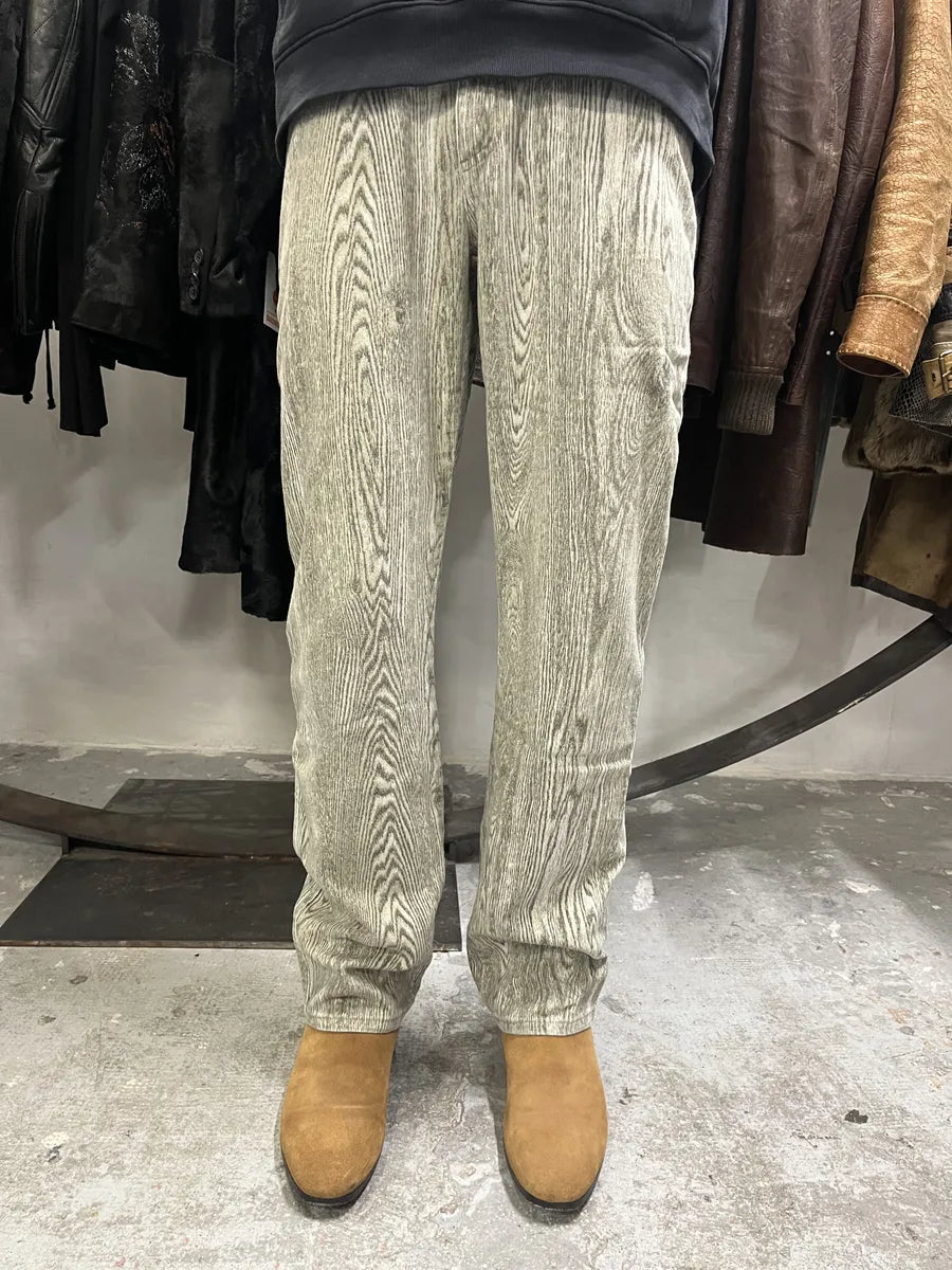 1990s Cavalli Grey Split Wood Pants (S) jXdvWjG 3