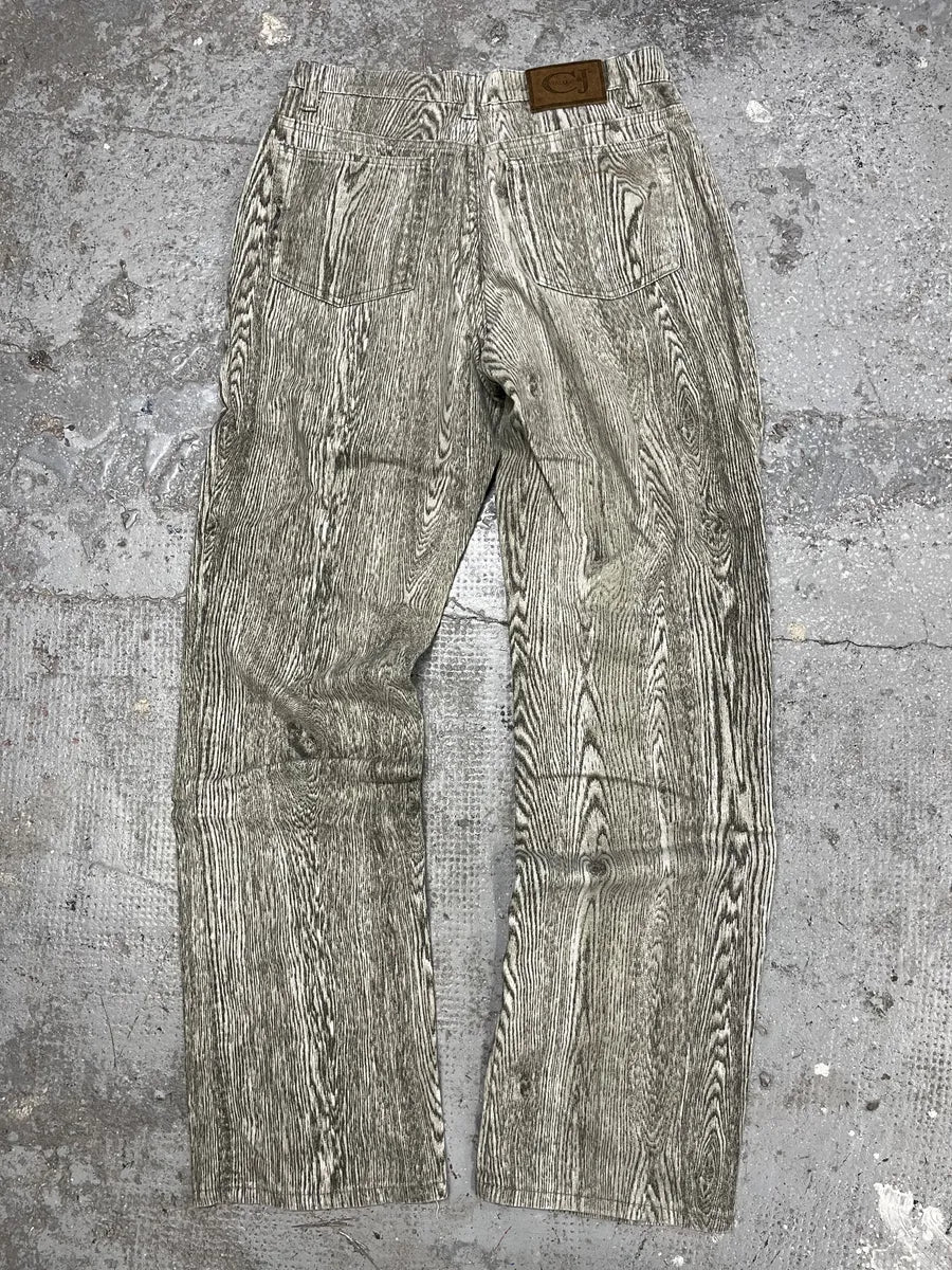 1990s Cavalli Grey Split Wood Pants (S) jXdvWjG 4