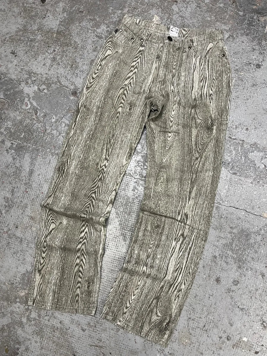 1990s Cavalli Grey Split Wood Pants (S) jXdvWjG 5