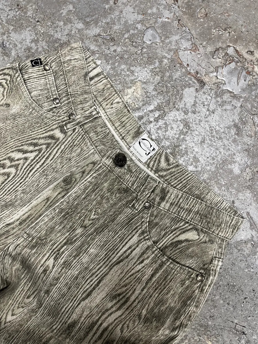 1990s Cavalli Grey Split Wood Pants (S) jXdvWjG 9