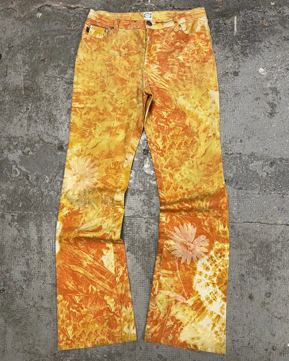 1990s Cavalli Orange Sunflowers Pants (S) VGHUwaD 0