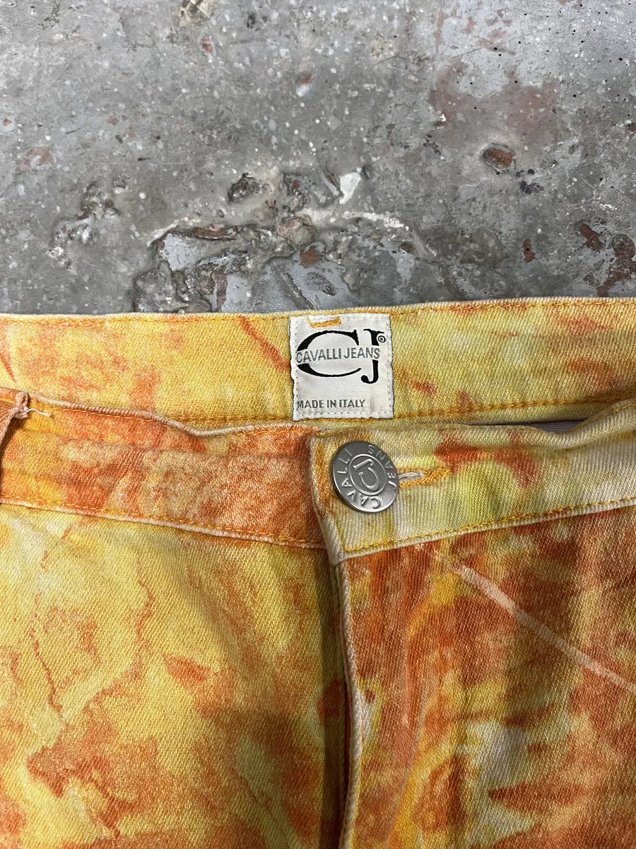 1990s Cavalli Orange Sunflowers Pants (S) VGHUwaD 10