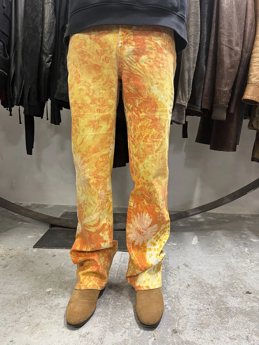1990s Cavalli Orange Sunflowers Pants (S) VGHUwaD 2