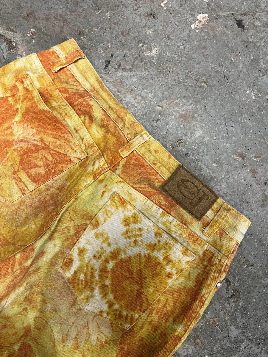 1990s Cavalli Orange Sunflowers Pants (S) VGHUwaD 5