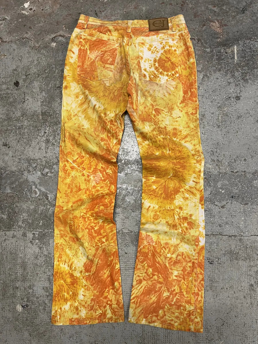 1990s Cavalli Orange Sunflowers Pants (S) VGHUwaD 6