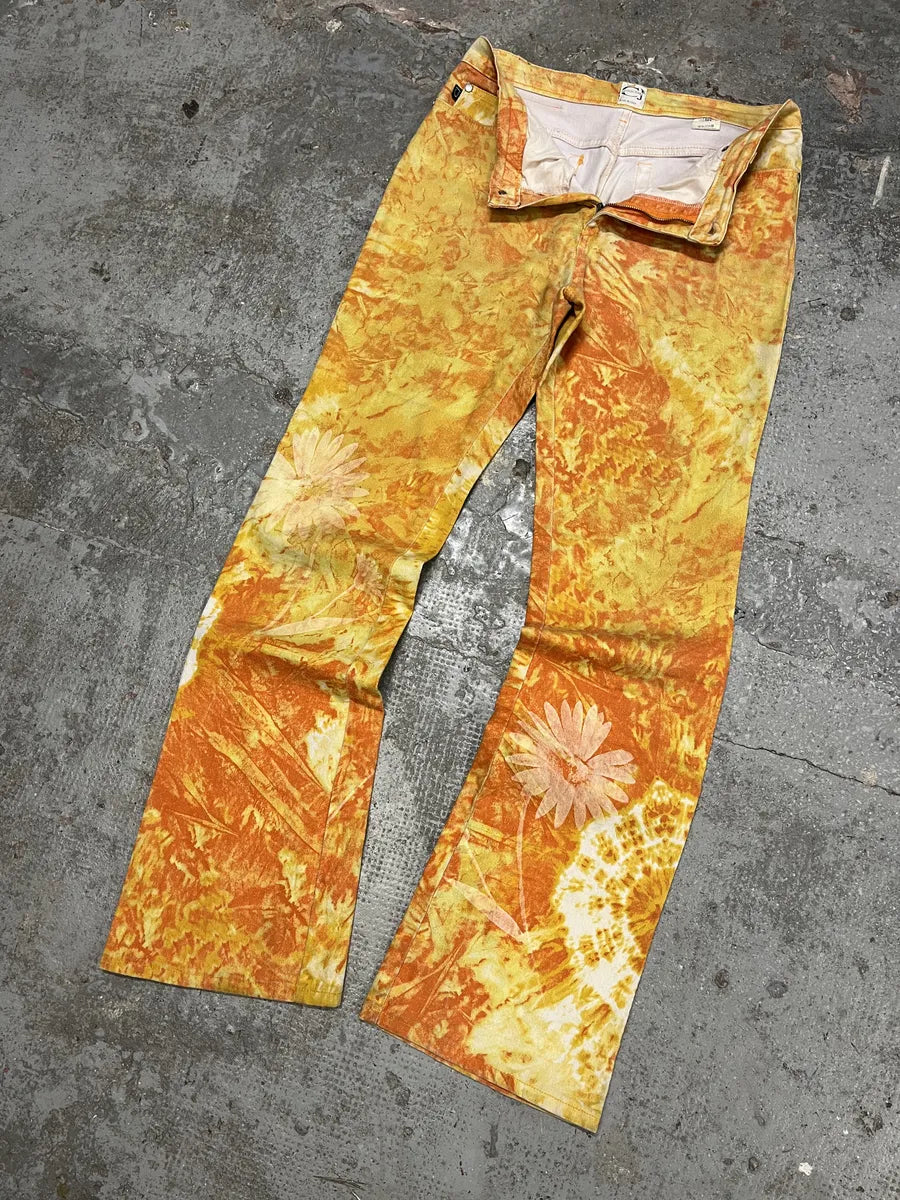 1990s Cavalli Orange Sunflowers Pants (S) VGHUwaD 7