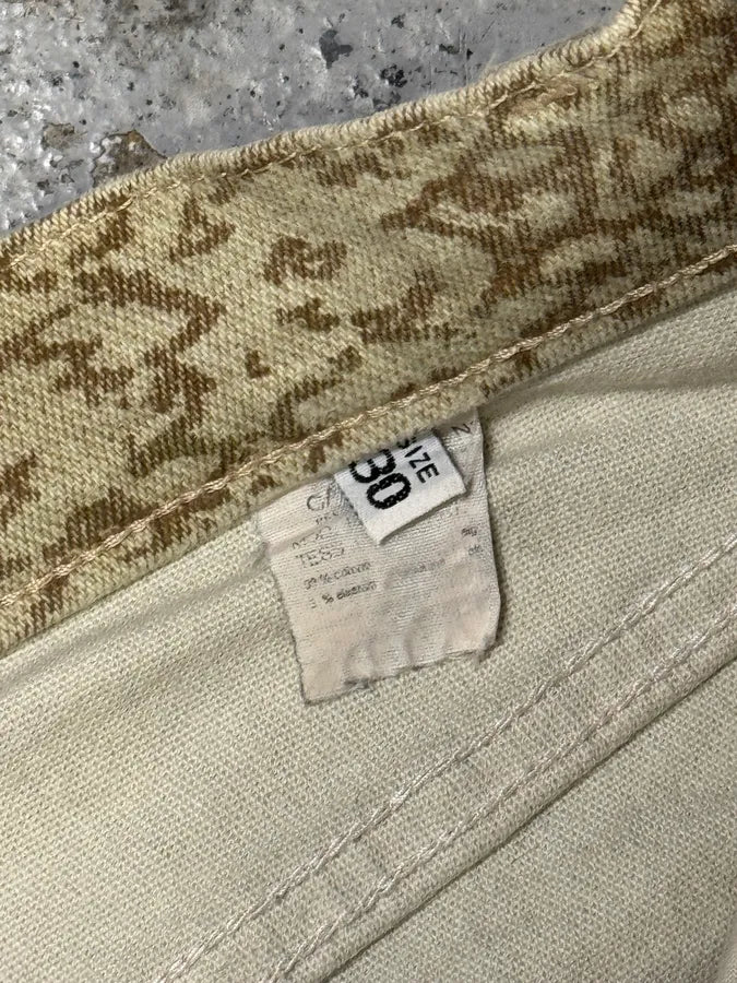 1990s Cavalli Snake Faded Effect Beige Pants jDEEUmz 4