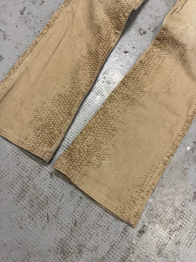 1990s Cavalli Snake Faded Effect Beige Pants jDEEUmz 6