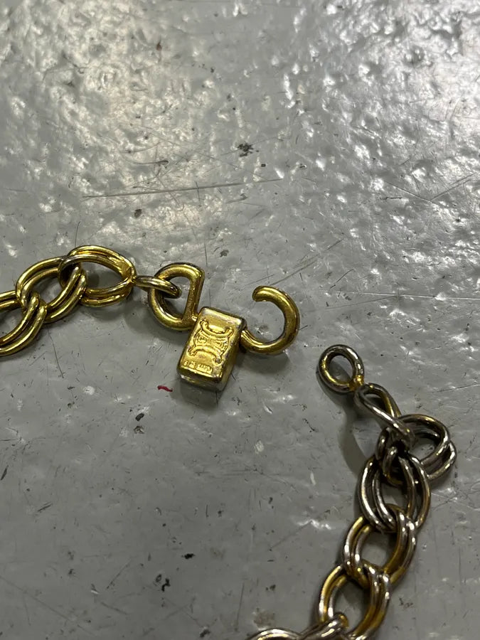 1990s Celine Archive Silver Gold Color Bracelet uJwCenw 6