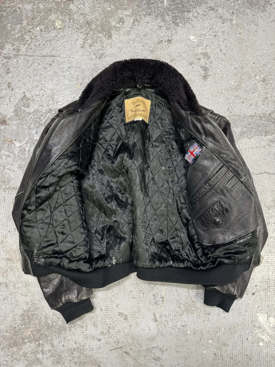 1990s Chevignon Black Leather M1 Bomber Jacket (L) dIdIqSZ 10