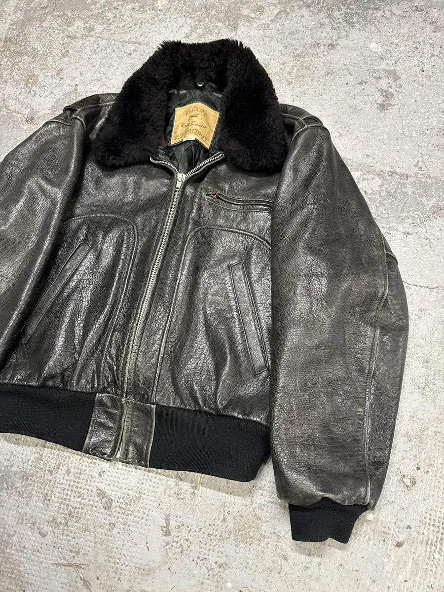 1990s Chevignon Black Leather M1 Bomber Jacket (L) dIdIqSZ 13