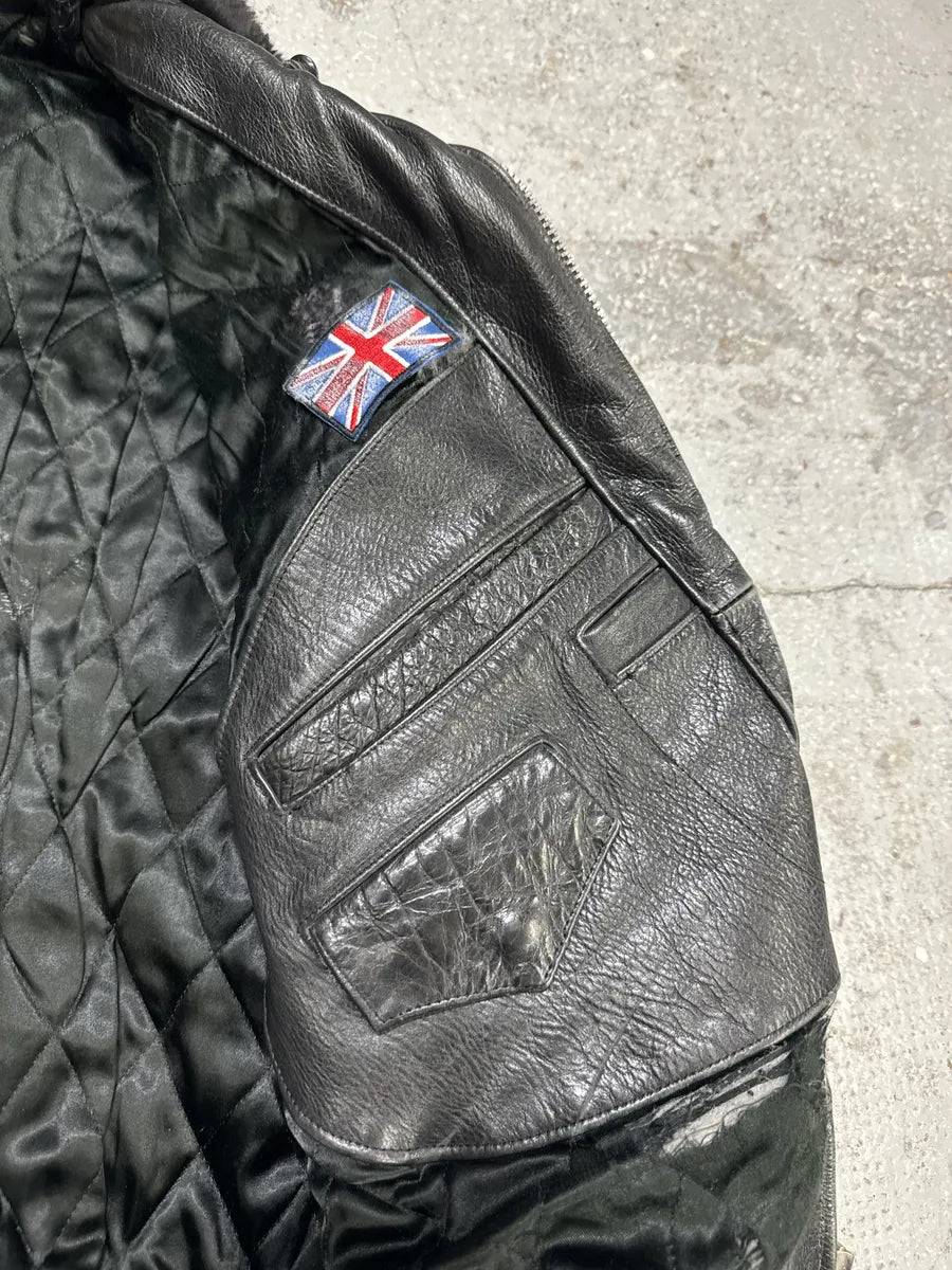 1990s Chevignon Black Leather M1 Bomber Jacket (L) dIdIqSZ 9