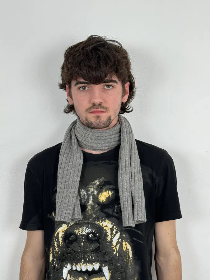 1990s Christian Dior Wool & Nylon Grey Knit Scarf jyoXsat 1