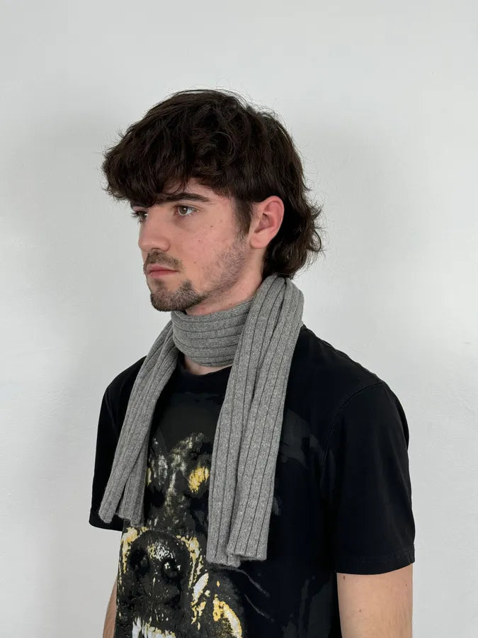 1990s Christian Dior Wool & Nylon Grey Knit Scarf jyoXsat 2