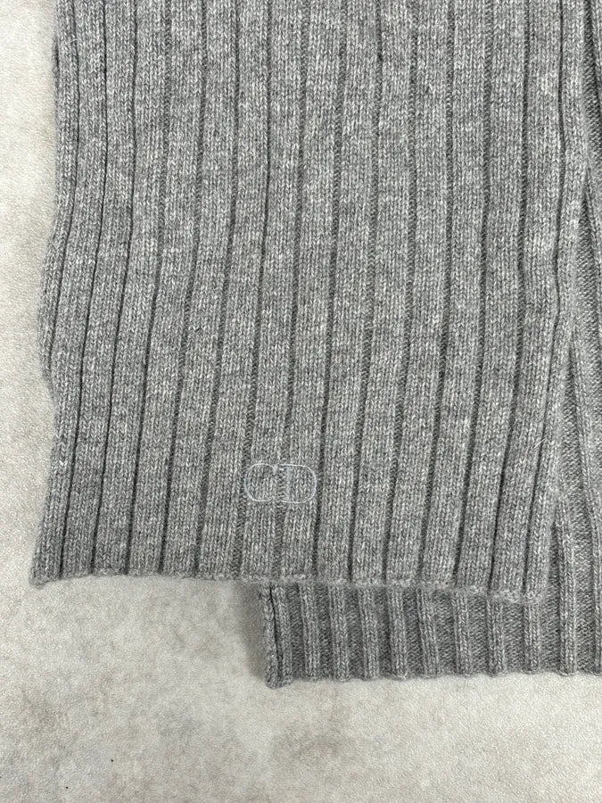 1990s Christian Dior Wool & Nylon Grey Knit Scarf jyoXsat 3