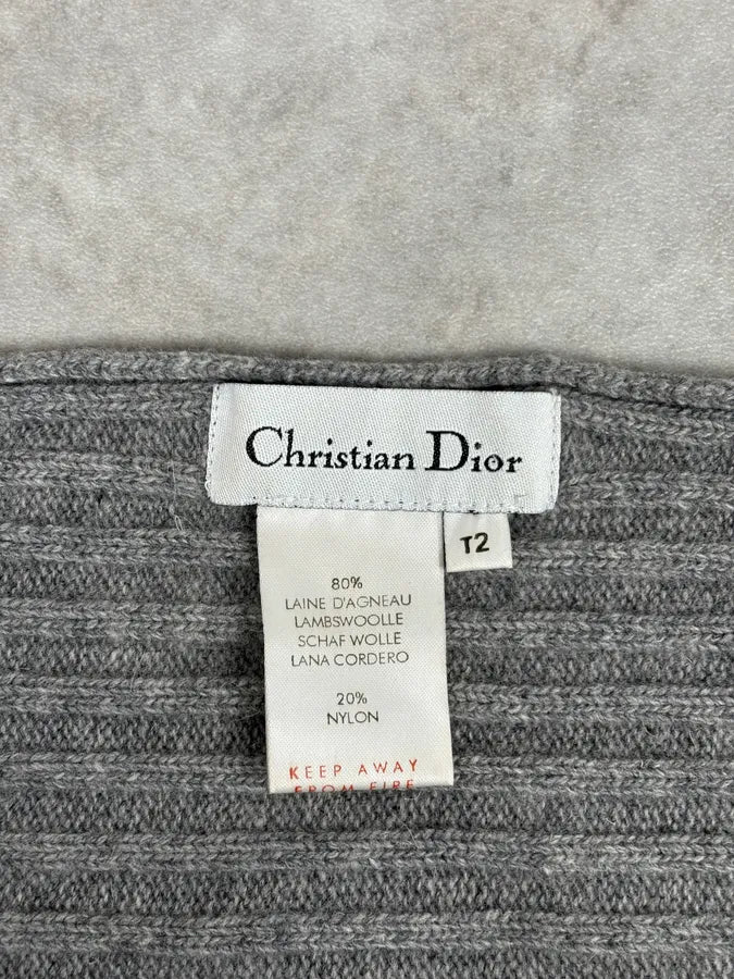1990s Christian Dior Wool & Nylon Grey Knit Scarf jyoXsat 6