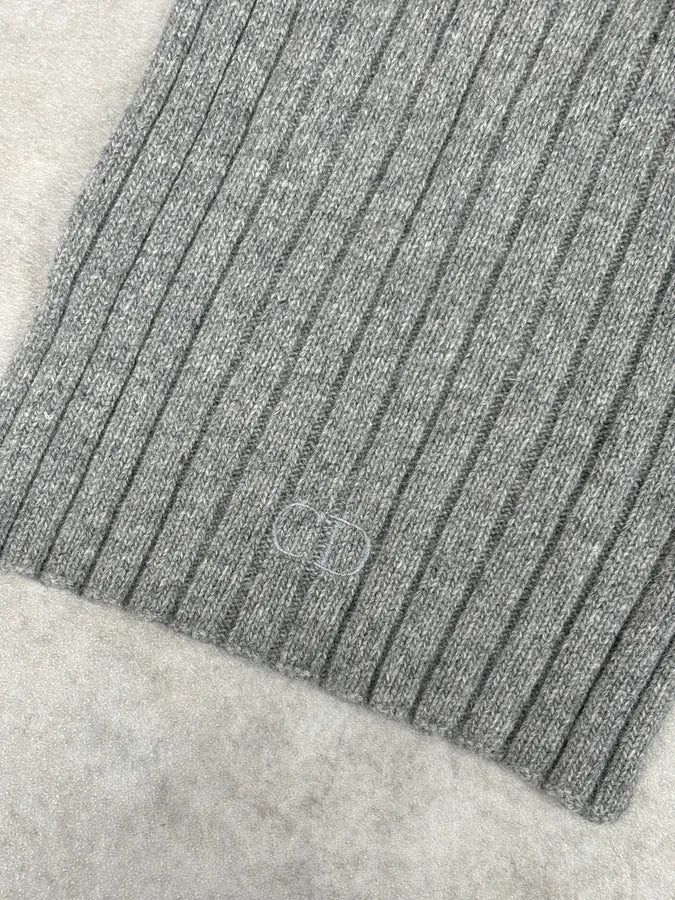 1990s Christian Dior Wool & Nylon Grey Knit Scarf jyoXsat 4