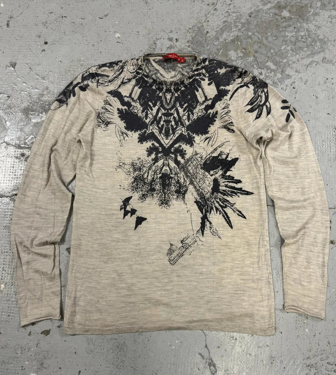 1990s Christian Lacroix Beige Flowers Collar Sweater jLcgMfL 0