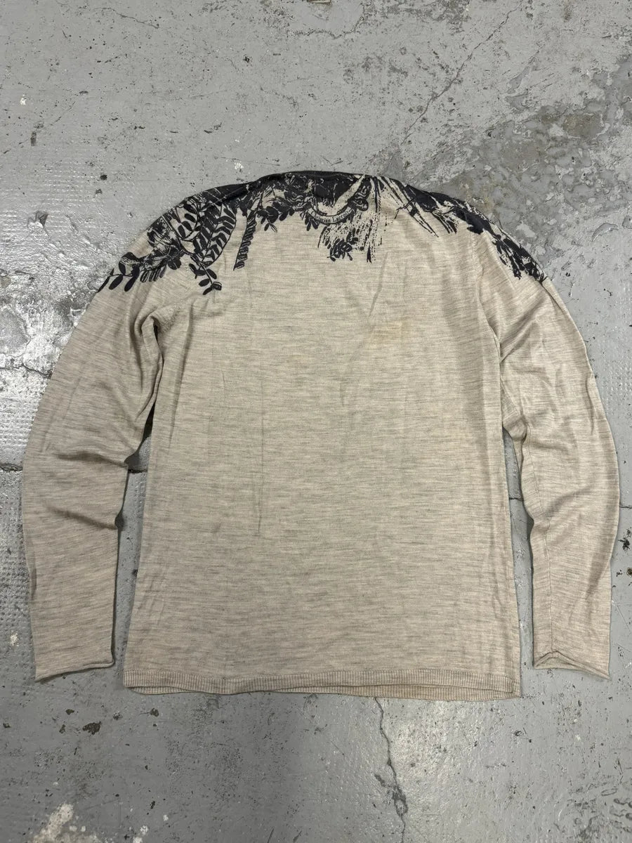 1990s Christian Lacroix Beige Flowers Collar Sweater jLcgMfL 1