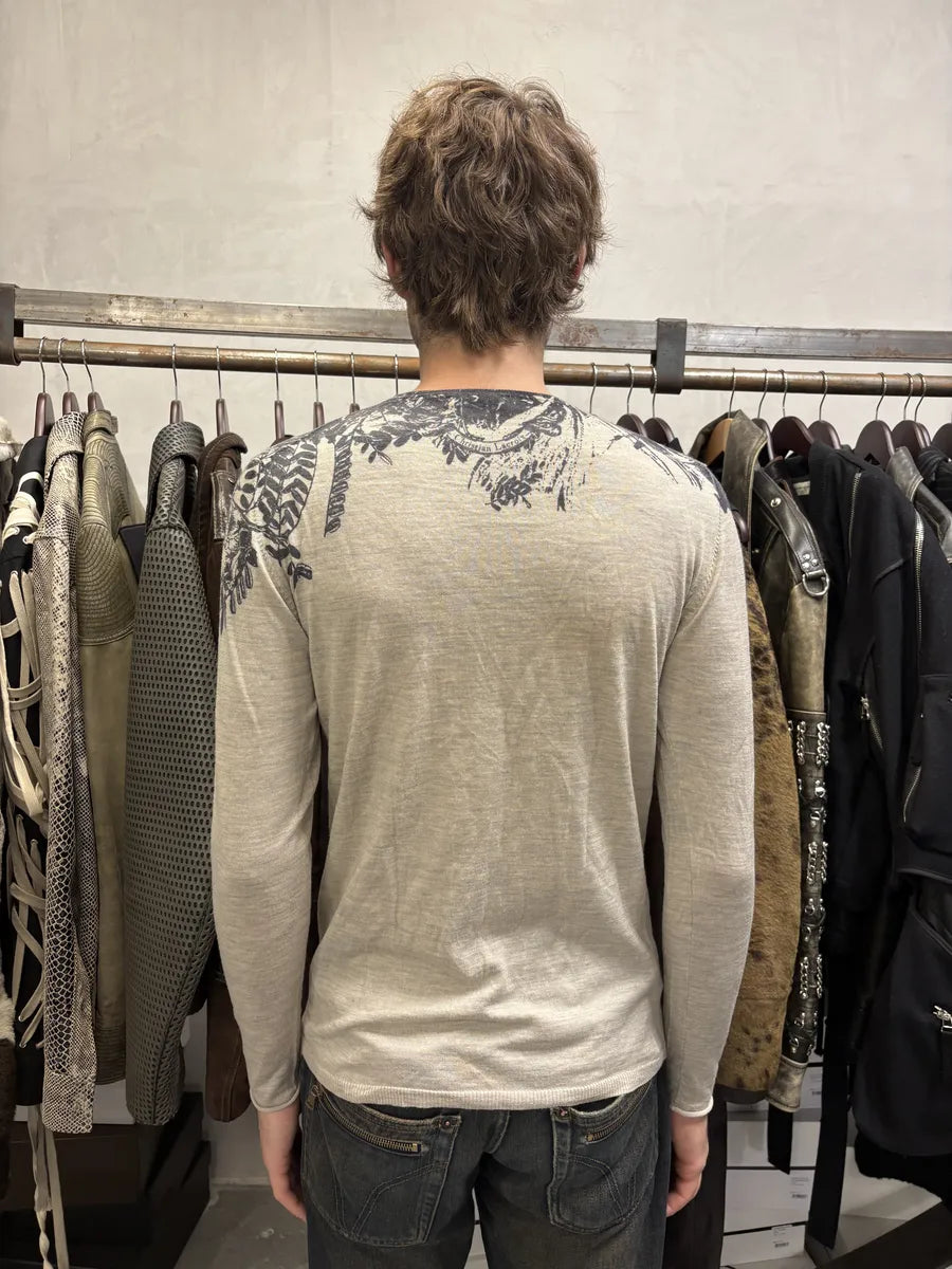 1990s Christian Lacroix Beige Flowers Collar Sweater jLcgMfL 3