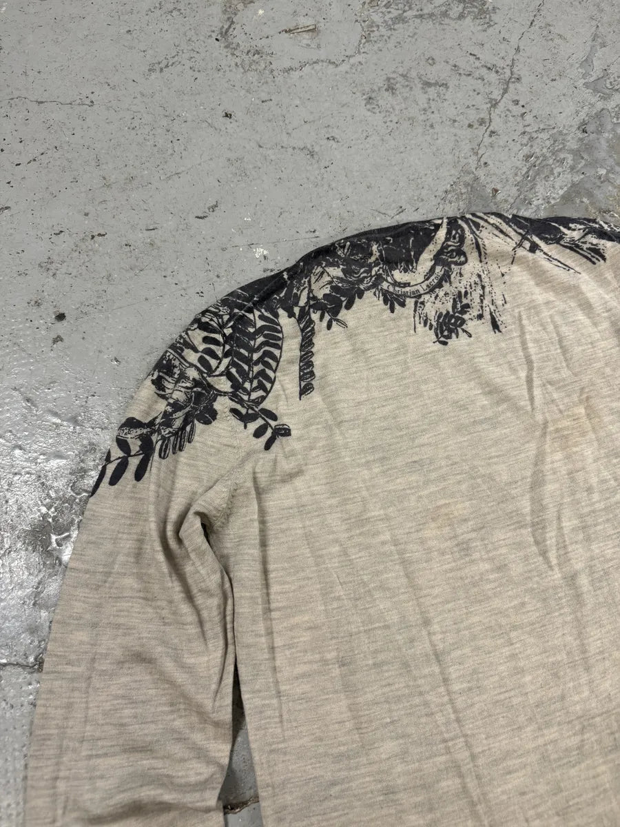 1990s Christian Lacroix Beige Flowers Collar Sweater jLcgMfL 4