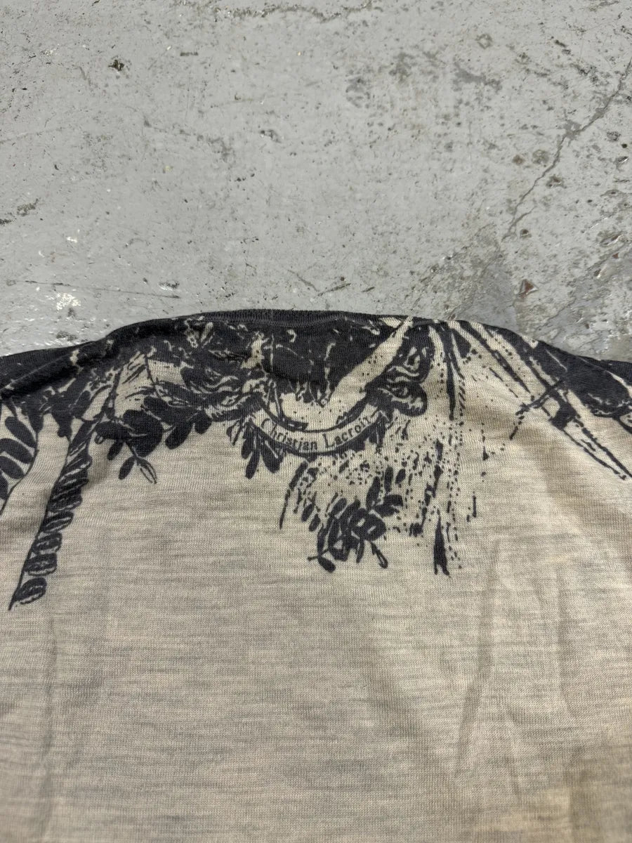 1990s Christian Lacroix Beige Flowers Collar Sweater jLcgMfL 6