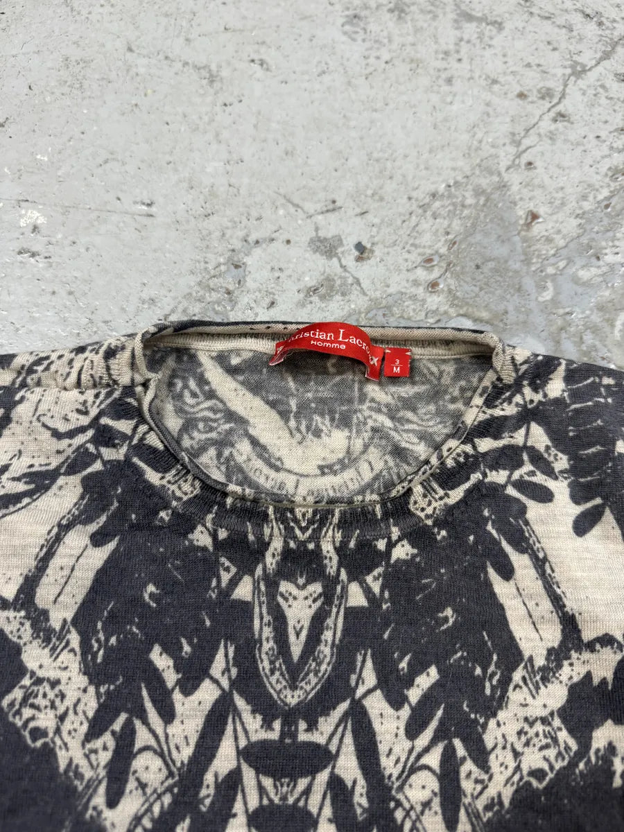 1990s Christian Lacroix Beige Flowers Collar Sweater jLcgMfL 7