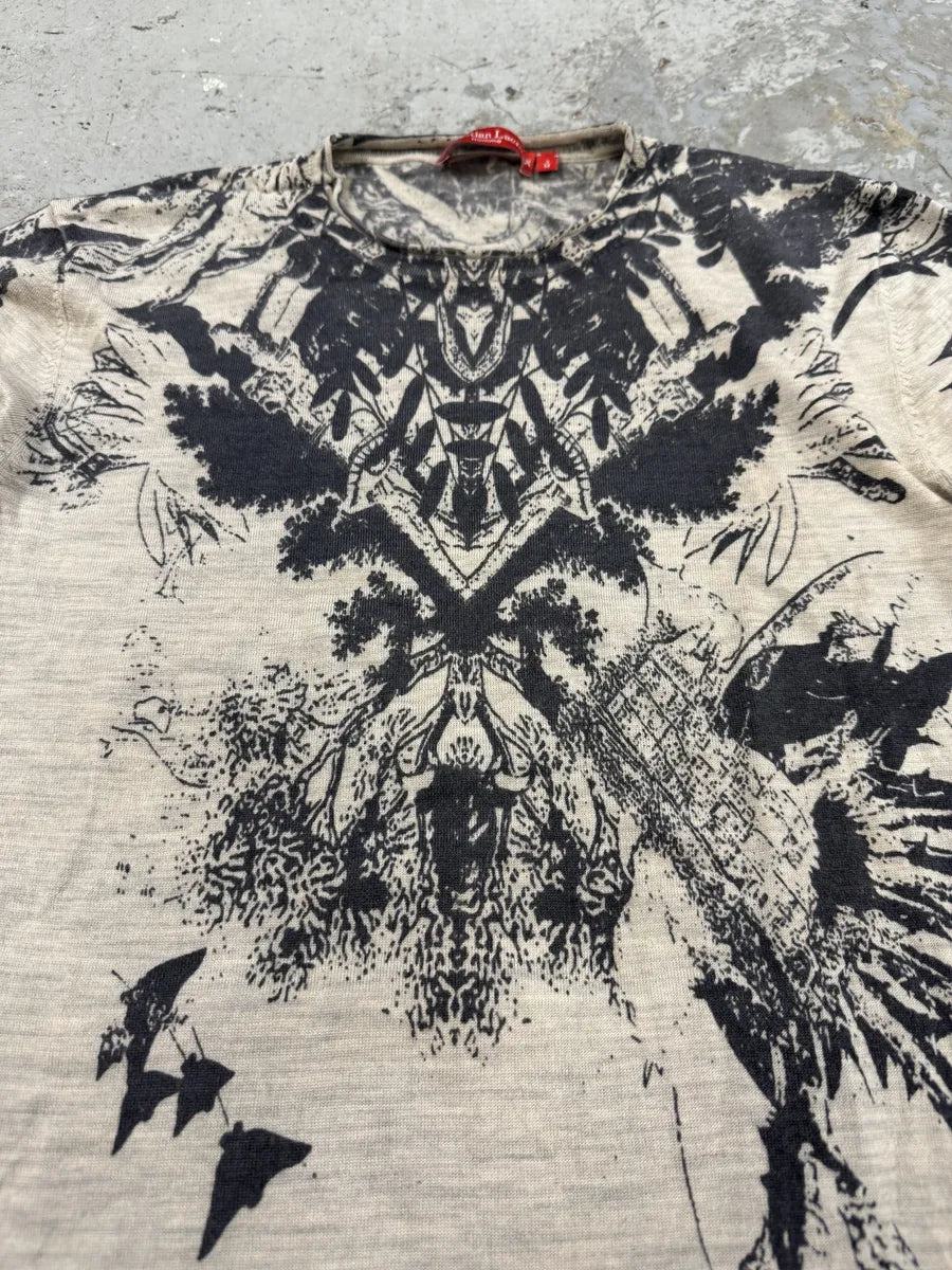 1990s Christian Lacroix Beige Flowers Collar Sweater jLcgMfL 8