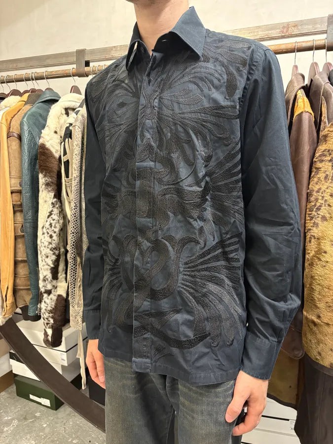 1990s Christian Lacroix Black Royal Embroidered Shirt cfZecDy 1