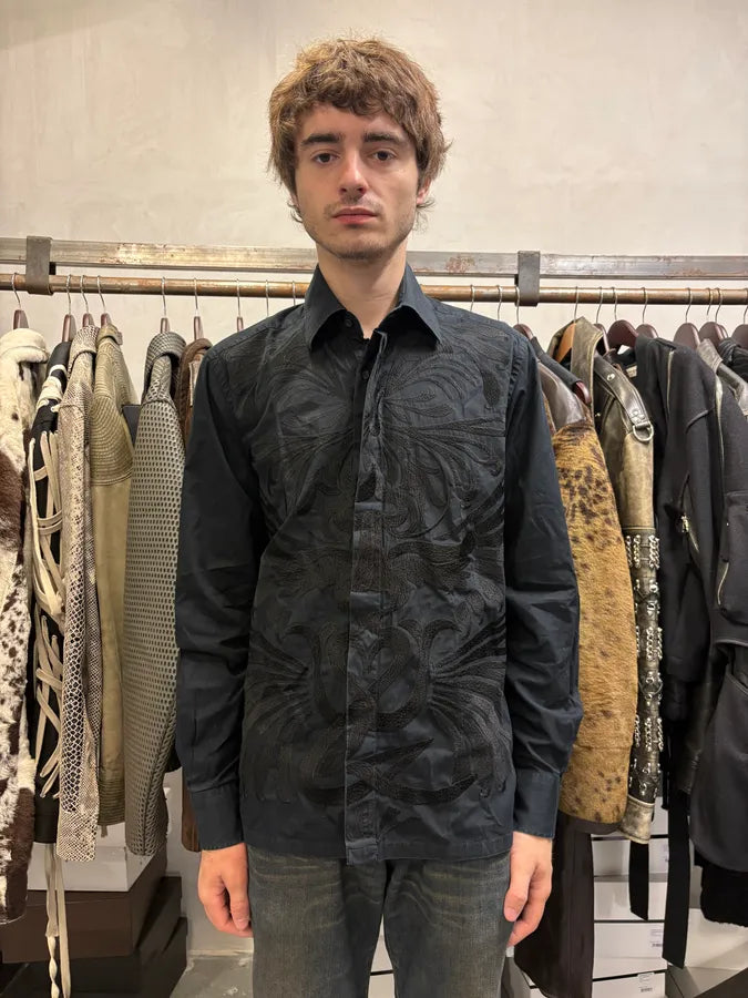 1990s Christian Lacroix Black Royal Embroidered Shirt cfZecDy 2