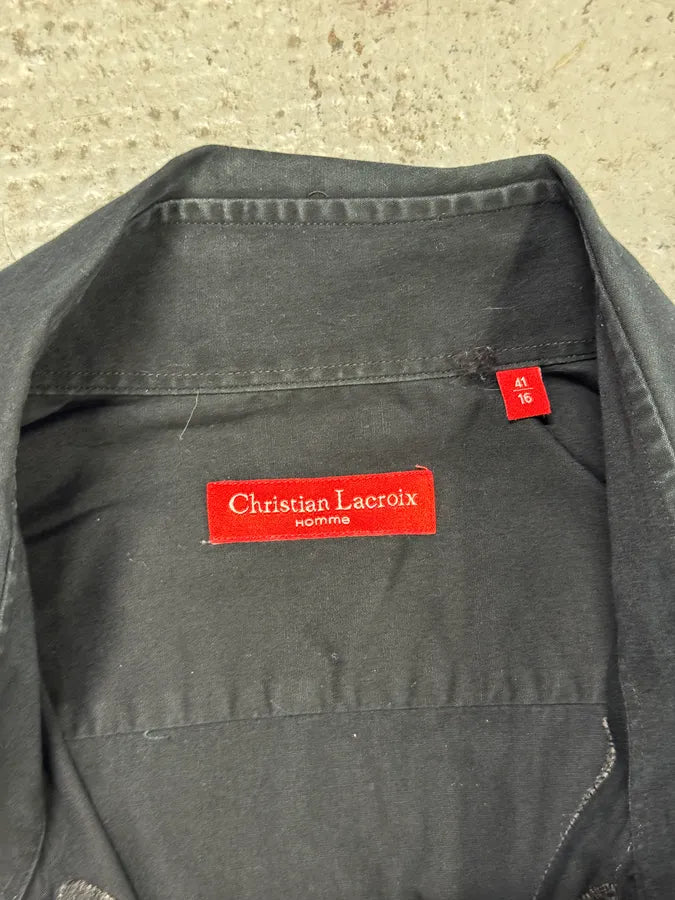 1990s Christian Lacroix Black Royal Embroidered Shirt cfZecDy 8