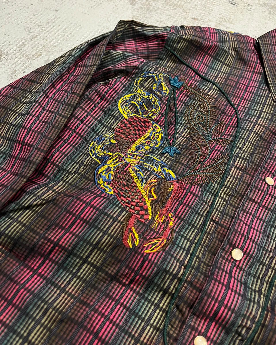 1990s Christian Lacroix Burgundy Cotton Embroidered Dragon Shirt PKEGvVr 5