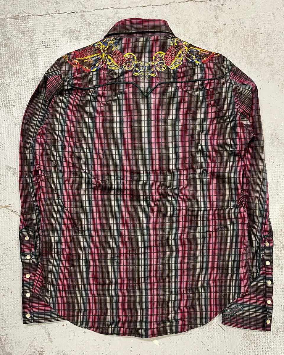 1990s Christian Lacroix Burgundy Cotton Embroidered Dragon Shirt PKEGvVr 7