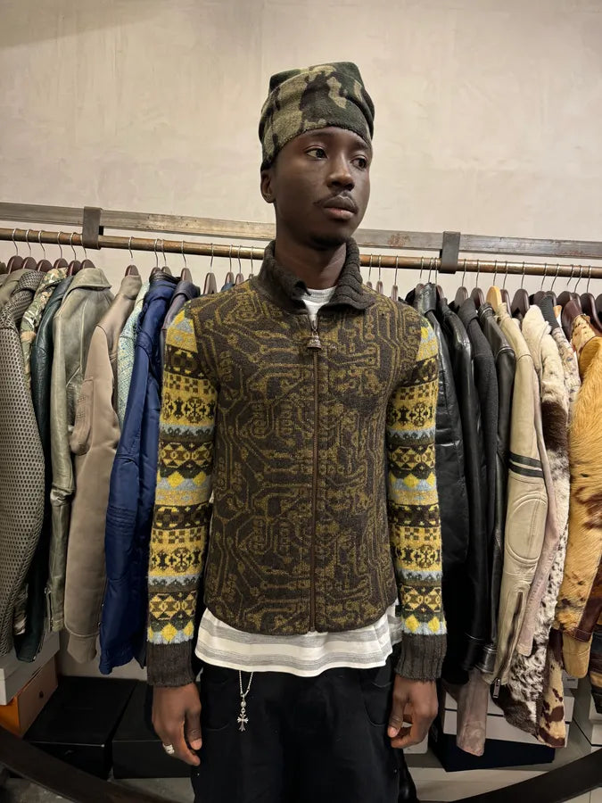 1990s Christian Lacroix Contemporary Multicolor Abstract Zip-up Sweater jAHmcXE 1