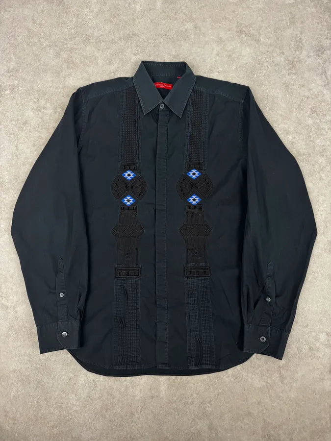 1990s Christian Lacroix Navy Persian Embroidery Shirt pJtiWDP 0