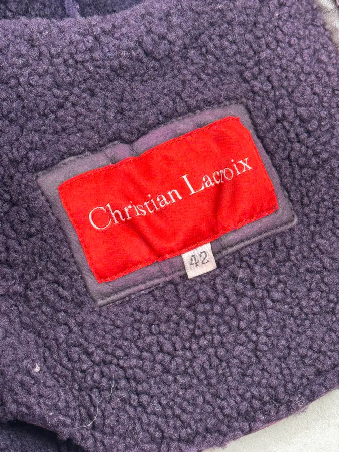 1990s Christian Lacroix Purple Shearling Embroidered Officer Jacket ktaslIX 11