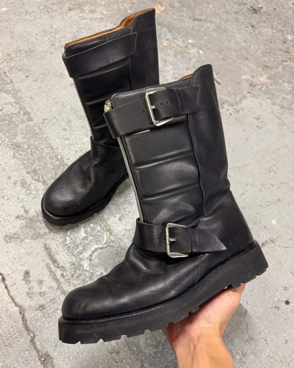 1990s Claude Montana Avant-Garde Zip Biker Black Leather Boots (42eu/us8.5) 0