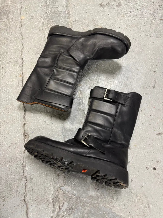 1990s Claude Montana Avant-Garde Zip Biker Black Leather Boots (42eu/us8.5) 1