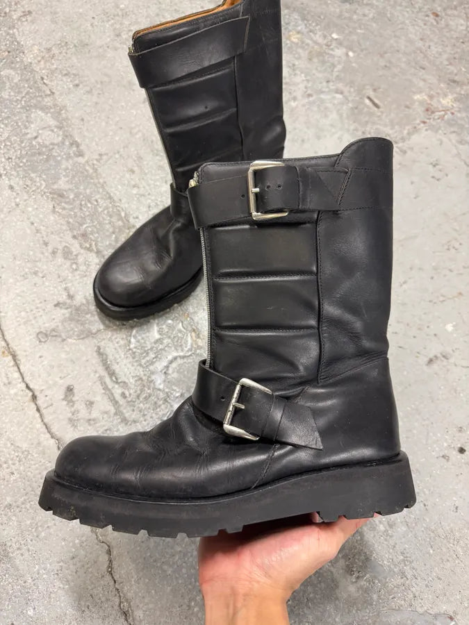 1990s Claude Montana Avant-Garde Zip Biker Black Leather Boots (42eu/us8.5) 2