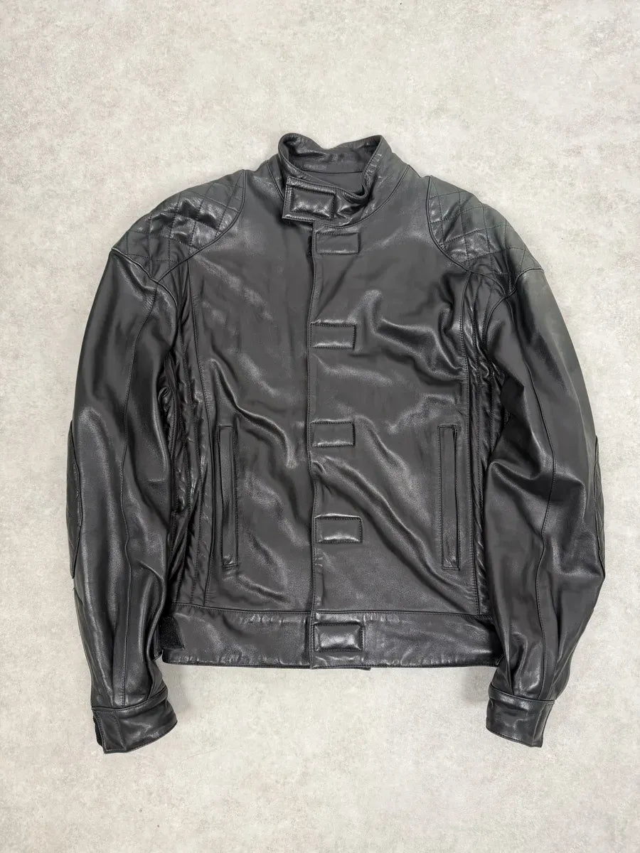 1990s Claude Montana Black Padded Biker Leather Jacket oAYwgQP 0