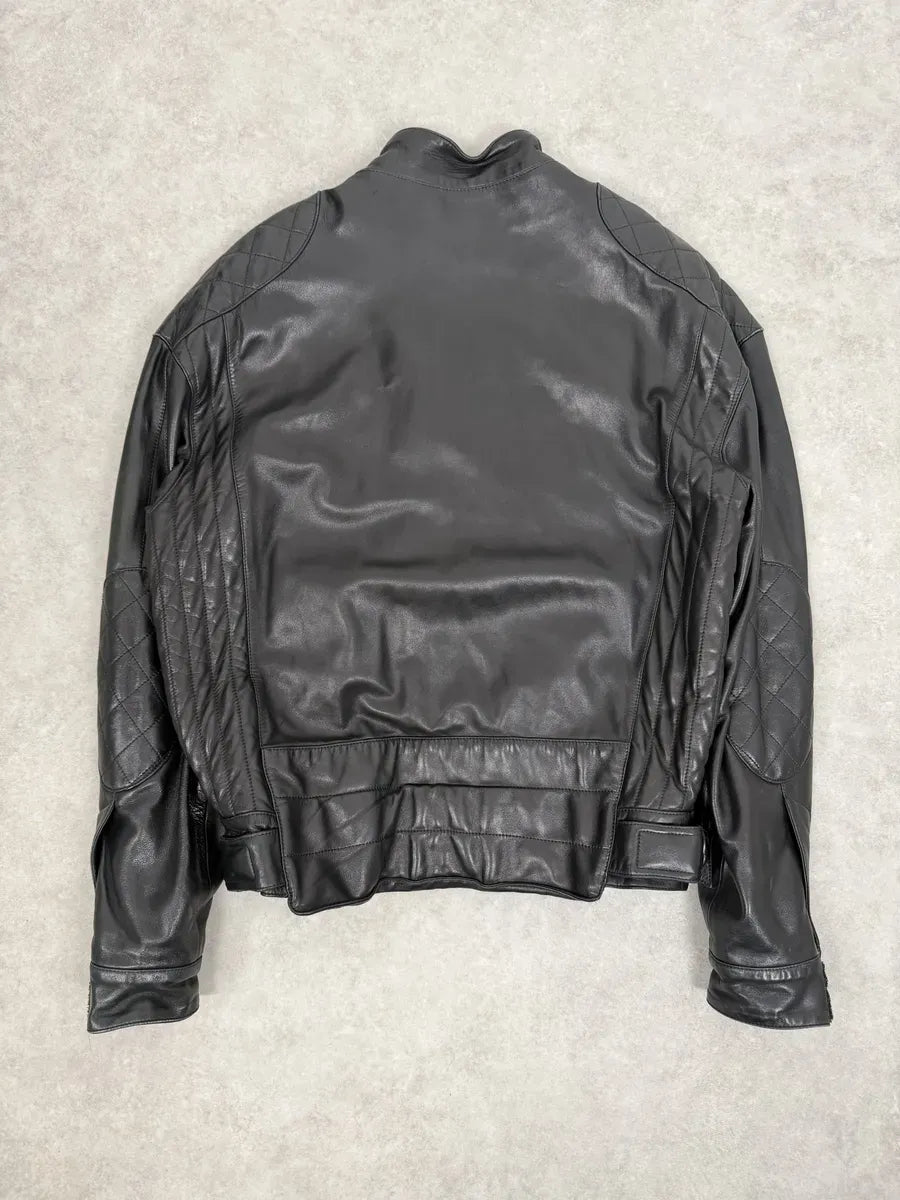 1990s Claude Montana Black Padded Biker Leather Jacket oAYwgQP 1