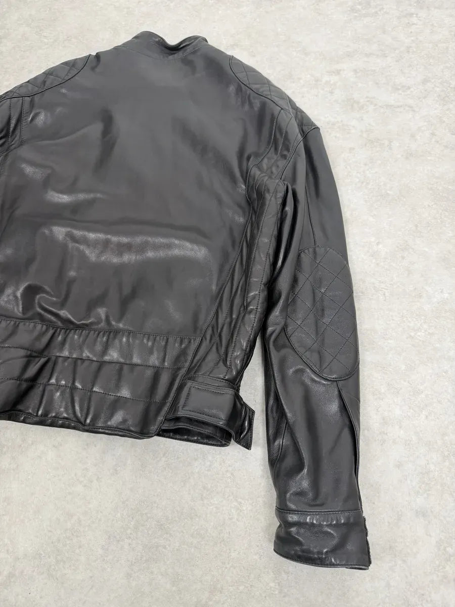 1990s Claude Montana Black Padded Biker Leather Jacket oAYwgQP 8