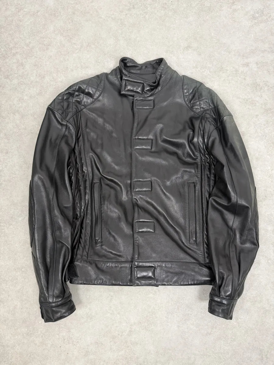 1990s Claude Montana Black Padded Biker Leather Jacket oAYwgQP 0