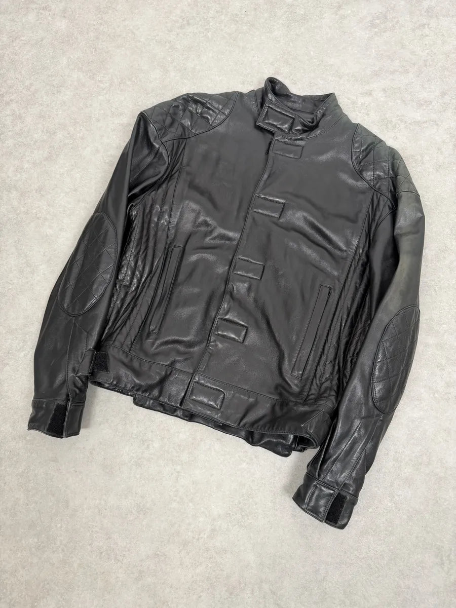 1990s Claude Montana Black Padded Biker Leather Jacket oAYwgQP 7