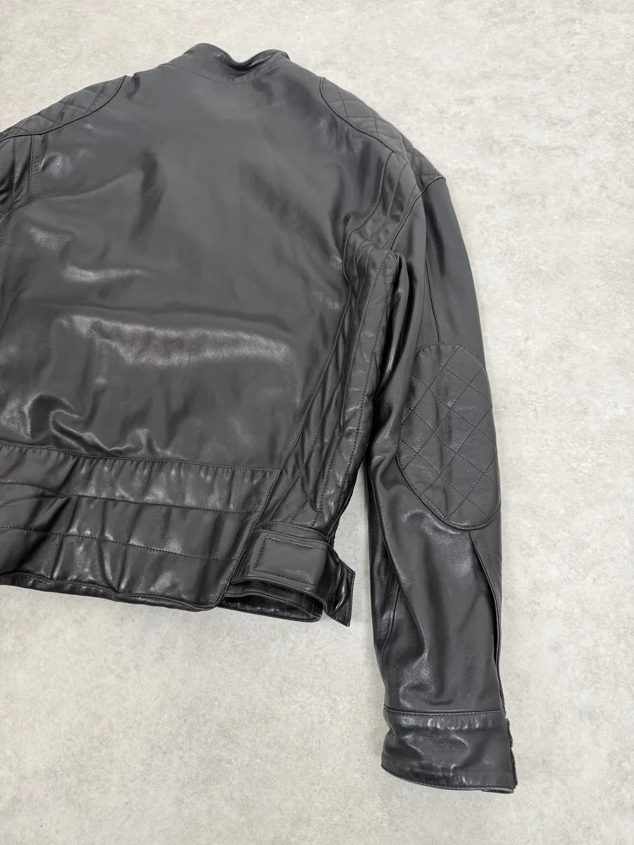 1990s Claude Montana Black Padded Biker Leather Jacket oAYwgQP 8