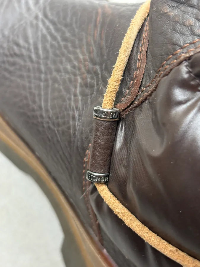 Moncler Brown Puffer High Leather Boots mMFgJJX 8
