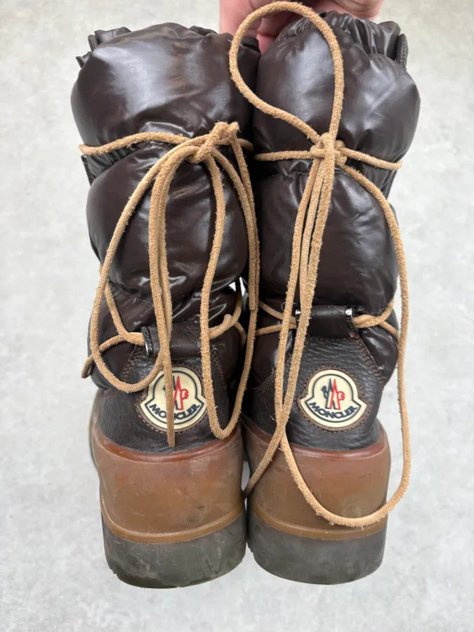Moncler Brown Puffer High Leather Boots mMFgJJX 6