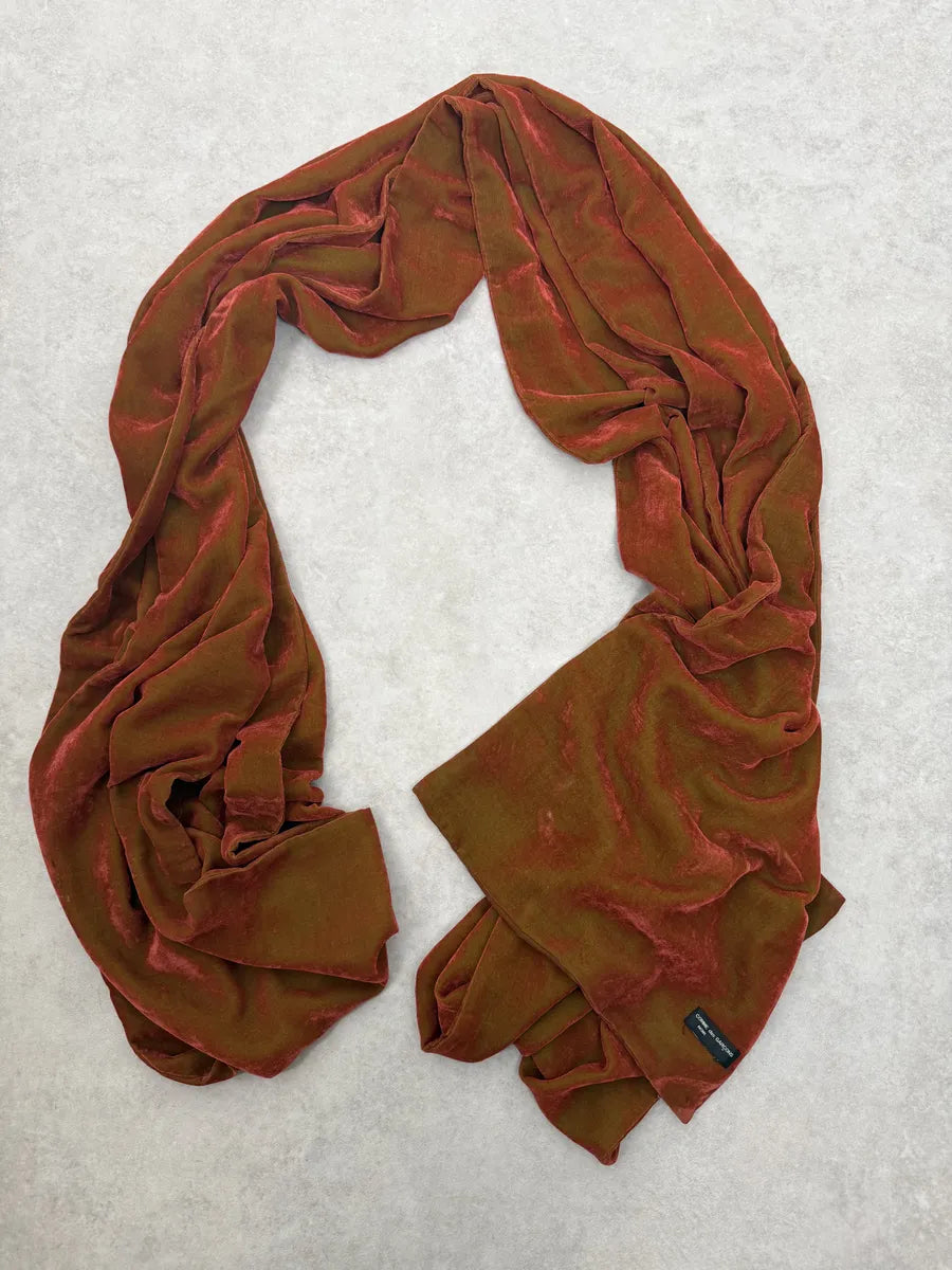 1990s Comme des Garçons Dark Orange Velvet Scarf fmpAxzv 0