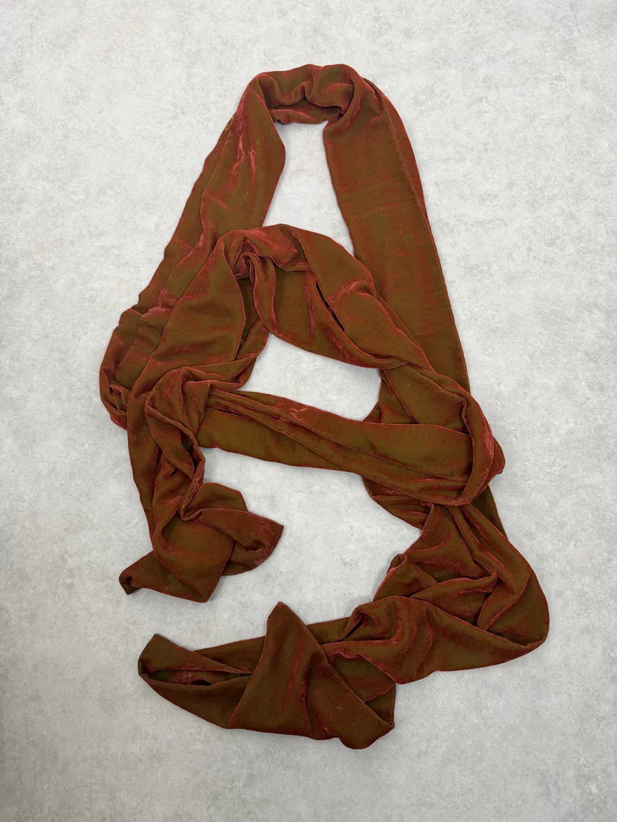 1990s Comme des Garçons Dark Orange Velvet Scarf fmpAxzv 4