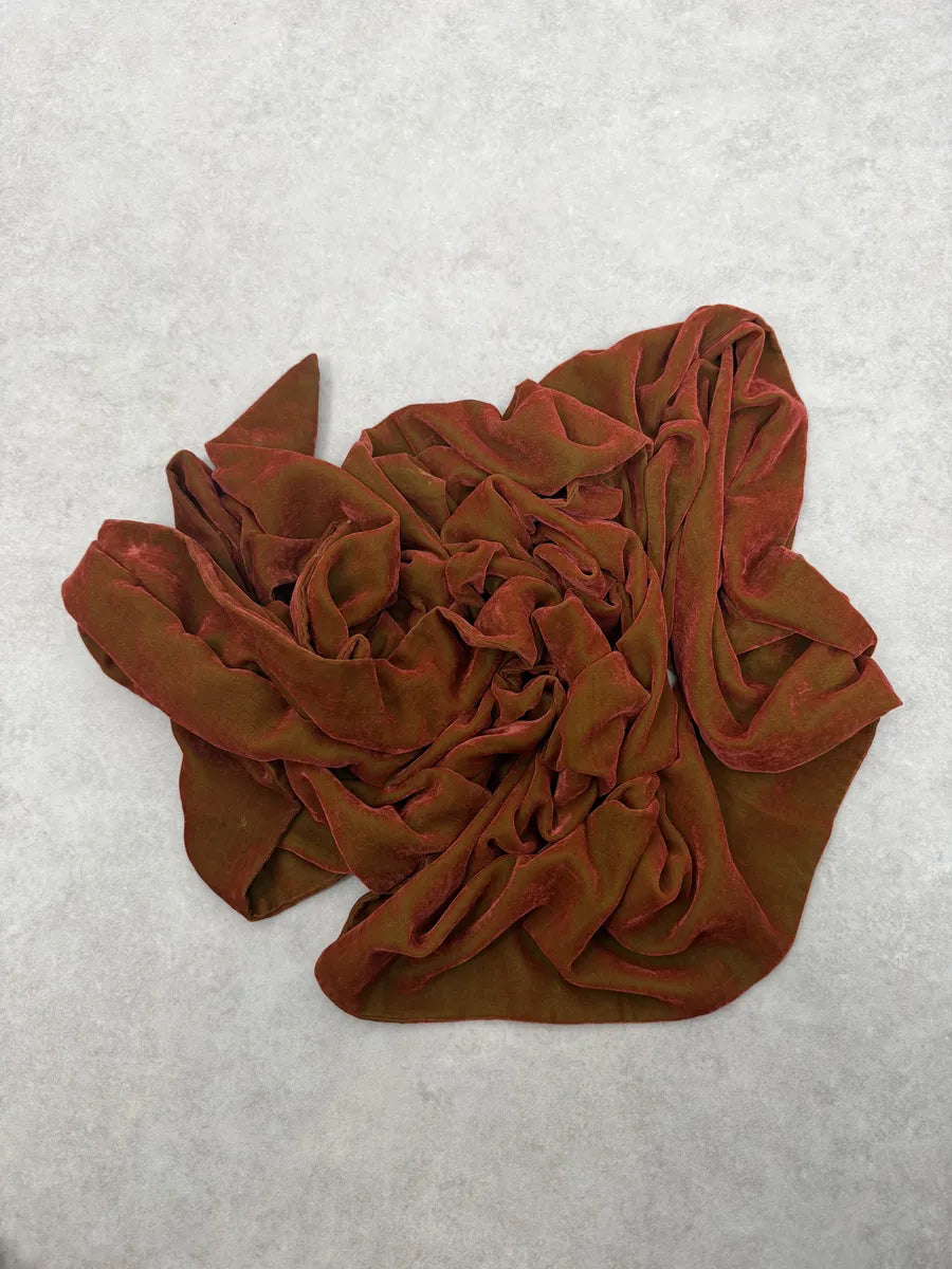 1990s Comme des Garçons Dark Orange Velvet Scarf fmpAxzv 6